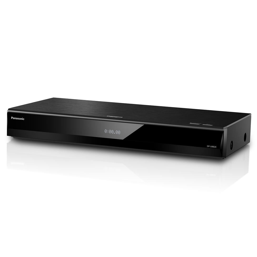 Front view of the Panasonic DP-UB820 4K Blu-ray player.