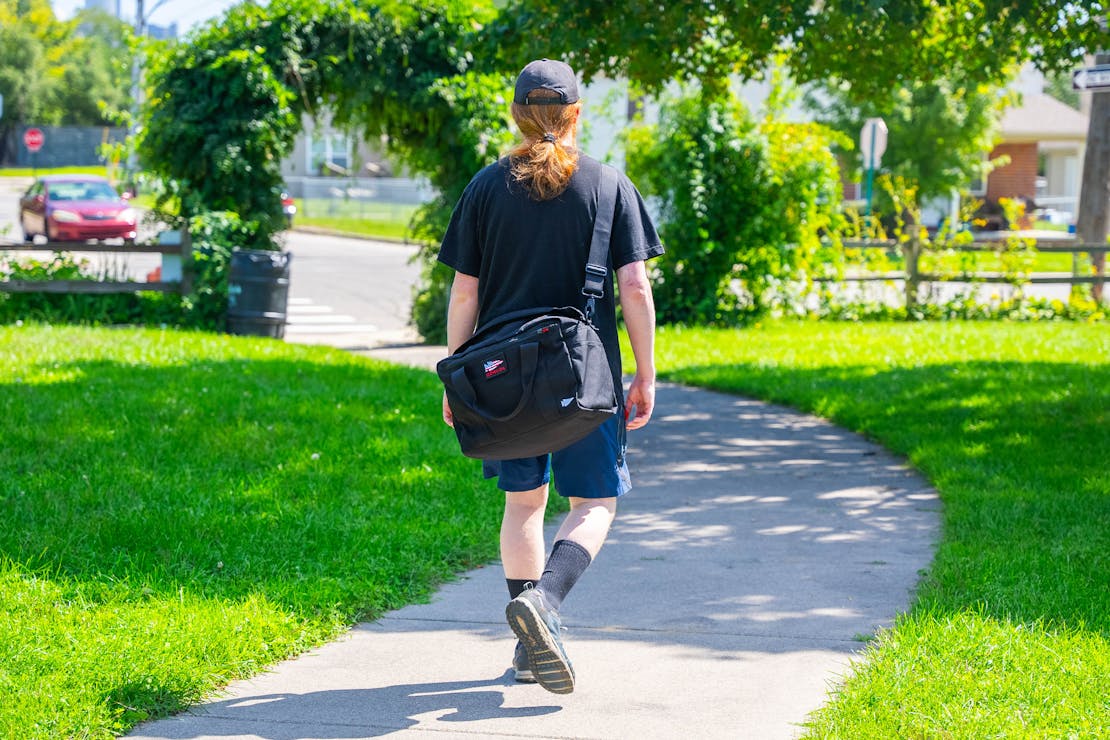 A GORUCK Kit Bag 2.0 32L in a rugged outdoor environment.