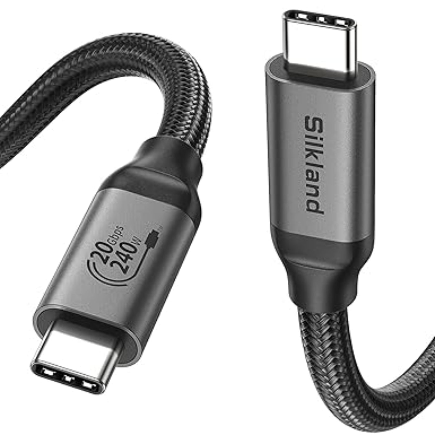 A Silkland USB-C 3.2 Gen 2x2 cable designed for high-speed data and 8K video.