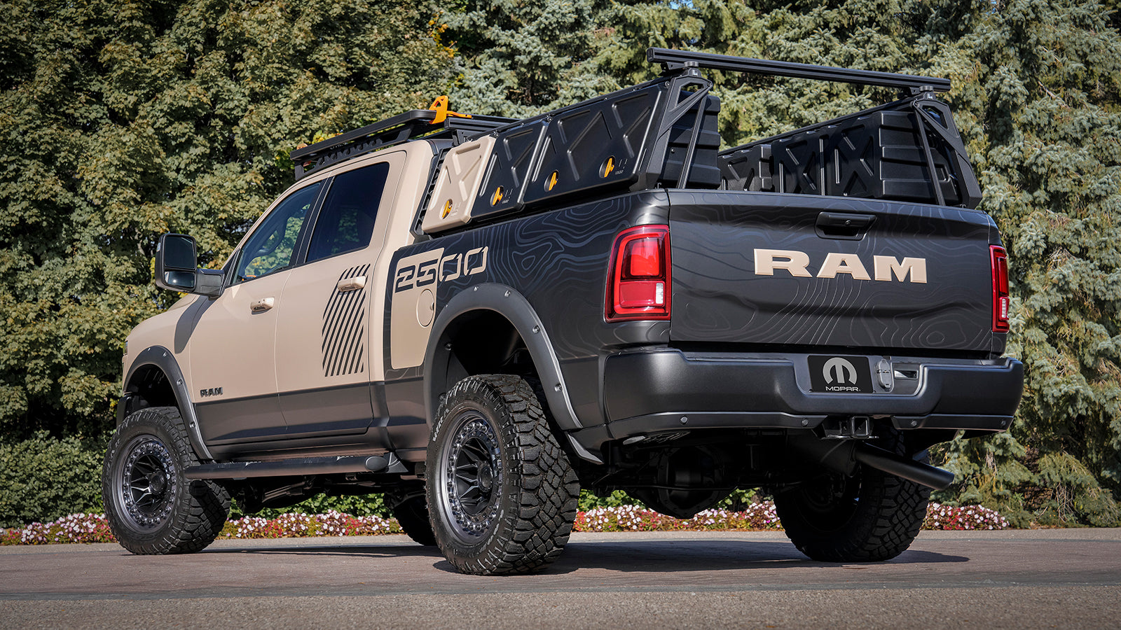A white Ram 2500 Power Wagon Concept modified for off-road use.