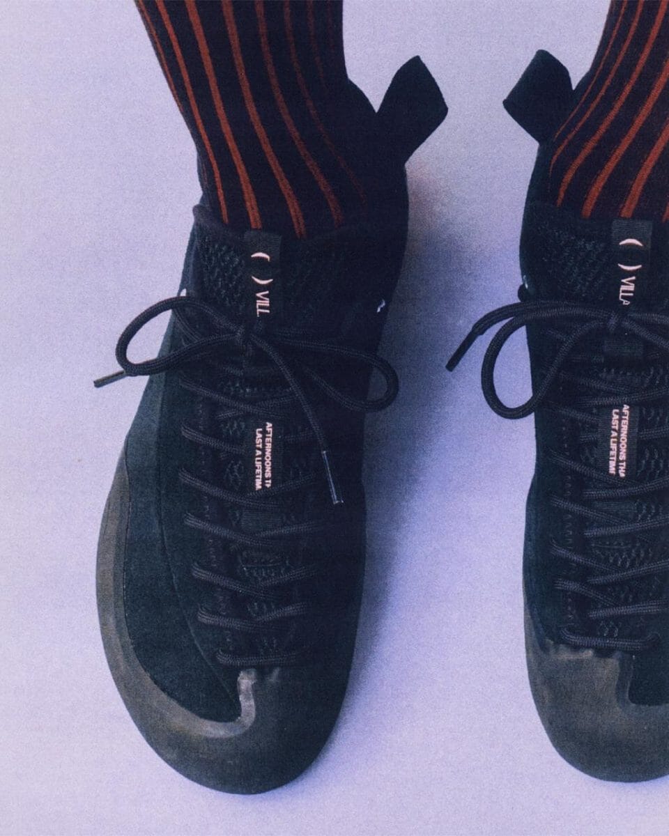 Close-up of branded laces featuring the text 'AFTERNOONS TIL LAST A LIFETIME'.