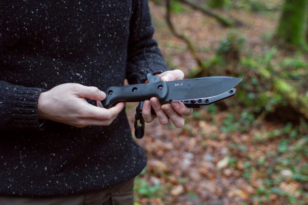 The KA-BAR Becker BK2 Campanion heavy-duty fixed blade knife.