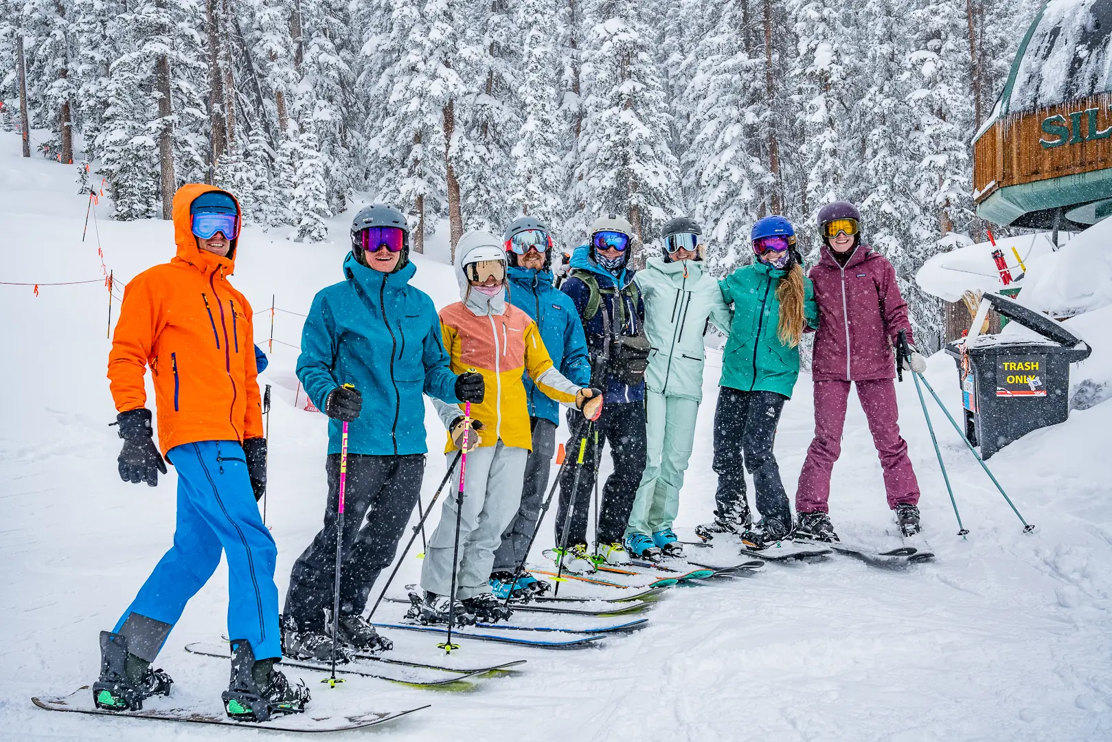 Macro detail of the stitching and fabric texture on a high-performance winter base layer.
